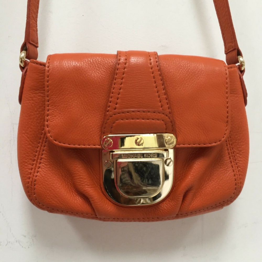 Michael Kors Leather Crossbody Bag - Orange